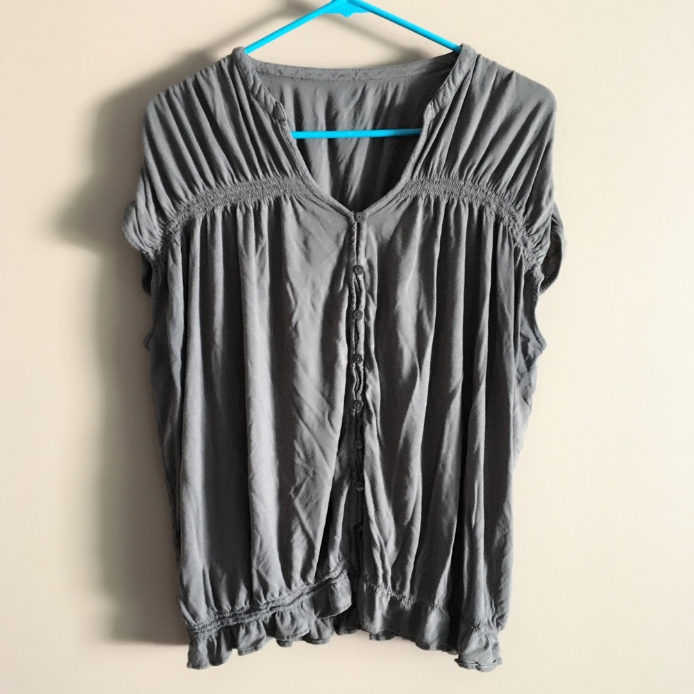 Ann Taylor LOFT Army Green Button Up Blouse